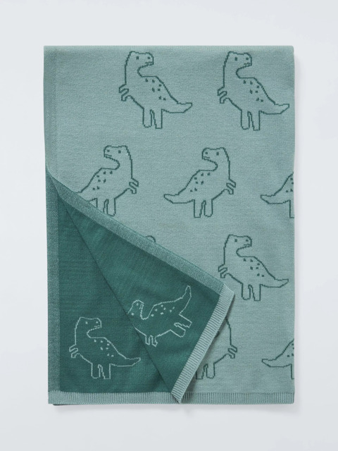 John Lewis Kids' Dinosaur Knit Blanket, Multi - image 1