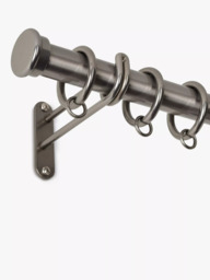 John Lewis Select Classic Curtain Pole with Rings and Stud Finial, Wall Fix, Dia.25mm - thumbnail 2