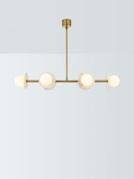 John Lewis Novarro 6 Arm Opal Globe Over Diner Ceiling Light, Antique Brass - thumbnail 6