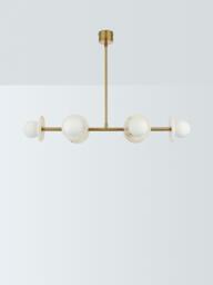 John Lewis Novarro 6 Arm Opal Globe Over Diner Ceiling Light, Antique Brass - thumbnail 3