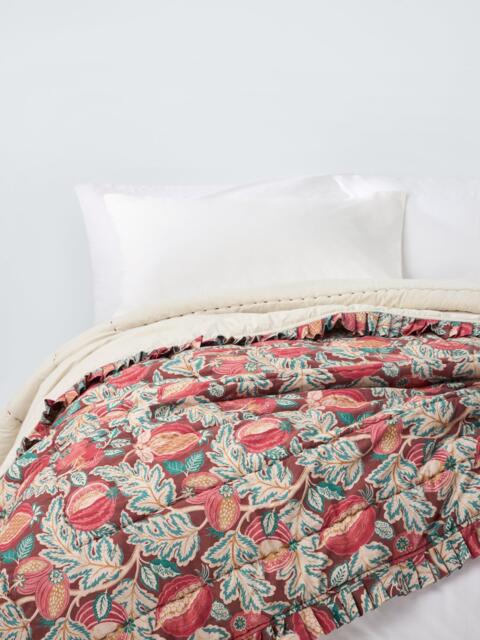 John Lewis x Sanderson Cantaloupe Quilted Frilled Bedspread, Multi - image 1