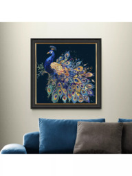 John Lewis Louise Luton 'Opulent' Peacock Framed Print, 79 x 79cm, Blue/Gold - thumbnail 2