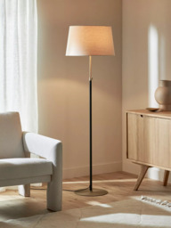 John Lewis Decorah Telescopic Floor Lamp, Painted Black/Brass - thumbnail 2