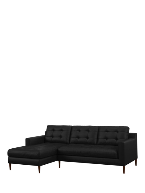 John Lewis Draper II LHF Chaise Leather Sofa, Dark Leg - image 1