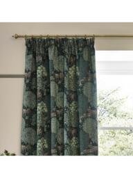 Morris & Co. The Brook Pair Lined Pencil Pleat Curtains, Forest Green - thumbnail 2