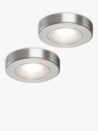 Sensio Zeta LED Under Kitchen Cabinet Spot Light, Pack of 2, White/Stainless Steel