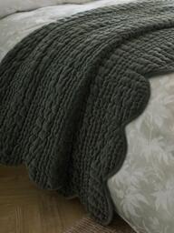 Laura Ashley Velvet Scallop Bedspread, Pine Green - thumbnail 3