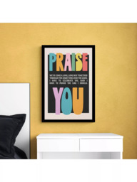 John Lewis Hollie Graphik 'Praise You' Framed Print, 63.5 x 43.5cm, Multi - thumbnail 2
