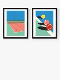 EAST END PRINTS Rosi Feist 'Tennis Balls' Framed Print, Set of 2, 53.4 x 43.4cm, Black - thumbnail 1