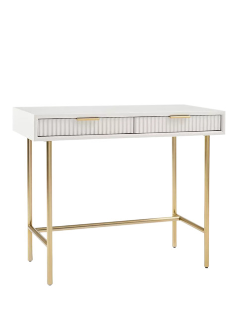 west elm Quinn Lacquer Mini Desk, Haze/Antique Brass - image 1