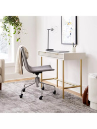west elm Quinn Lacquer Mini Desk, Haze/Antique Brass - thumbnail 2