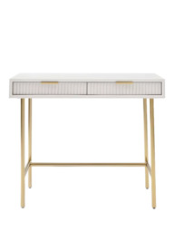 west elm Quinn Lacquer Mini Desk, Haze/Antique Brass - thumbnail 3