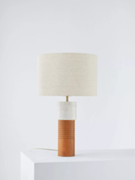 John Lewis Stack Marble Tall Table Lamp, Walnut/White - thumbnail 3