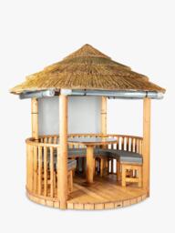 Breeze House Mara Classic Cape Reed Thatch Roof Circular Gazebo, FSC-Certified (Scandinavian Redwood)