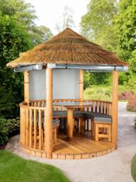Breeze House Mara Classic Cape Reed Thatch Roof Circular Gazebo, FSC-Certified (Scandinavian Redwood) - thumbnail 2