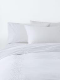 John Lewis Fleetwood Pure Cotton Embroidered Percale Duvet Cover Set, 300 Thread Count, White