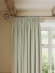 John Lewis Ticking Stripe Print Pair Lined Pencil Pleat Curtains - thumbnail 1