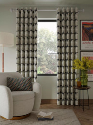 Scion Going Lohko Pair Lined Eyelet Curtains, Putty & Charcoal - thumbnail 3