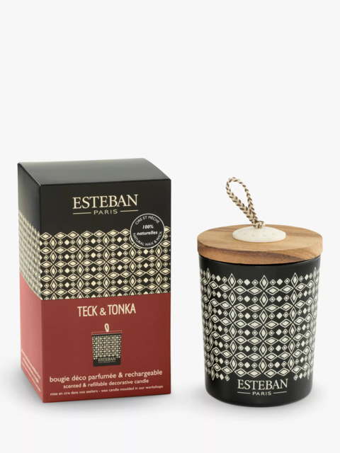 Esteban Teck & Tonka Decorated Scented Candle, 180g - image 1