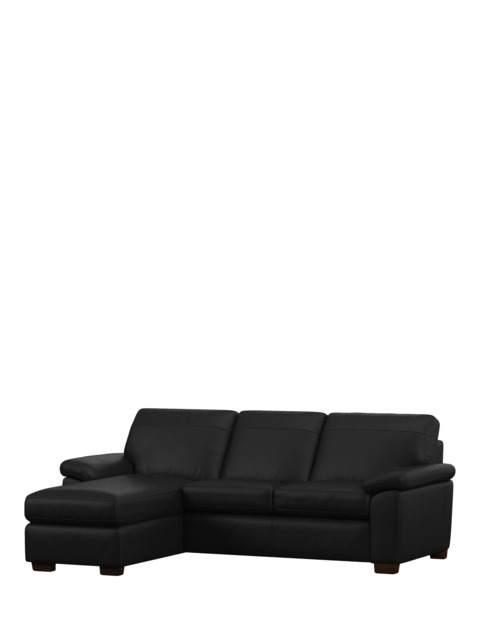 John Lewis Camden LHF Chaise End Leather Sofa Bed, Dark Leg - image 1