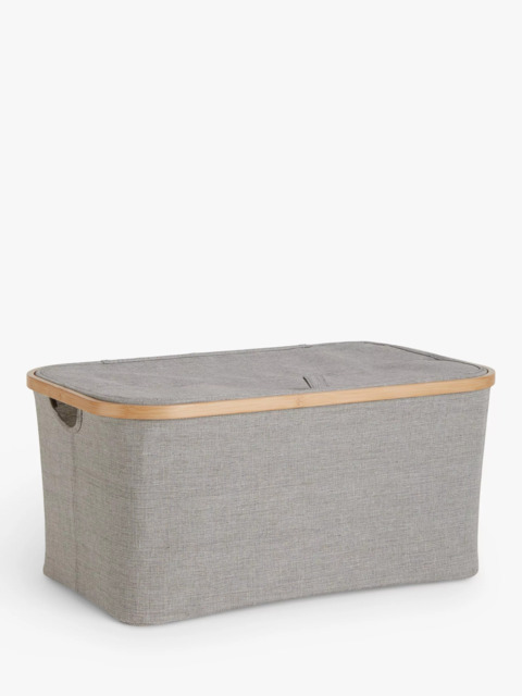John Lewis Bamboo Rim Lidded Storage Basket, H25 x W53.4 x D33cm - image 1