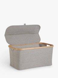 John Lewis Bamboo Rim Lidded Storage Basket, H25 x W53.4 x D33cm - thumbnail 2