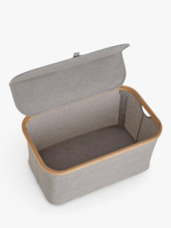 John Lewis Bamboo Rim Lidded Storage Basket, H25 x W53.4 x D33cm - thumbnail 3