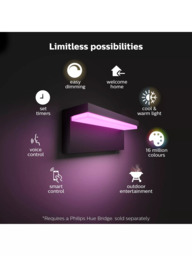 Philips Hue White and Colour Ambiance Nyro LED Smart Outdoor Wall Light, Black - thumbnail 2