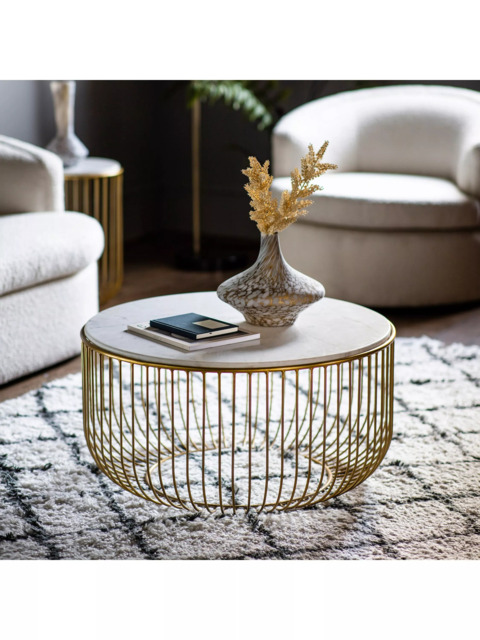 Gallery Direct Sutton Marble Coffee Table, Natural/Gold - image 1