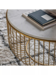 Gallery Direct Sutton Marble Coffee Table, Natural/Gold - thumbnail 3