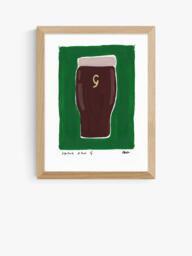 EAST END PRINTS Natalie Cass 'Guinness' Framed Print, 43.4 x 33.4cm, Oak Frame