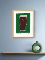 EAST END PRINTS Natalie Cass 'Guinness' Framed Print, 43.4 x 33.4cm, Oak Frame - thumbnail 2
