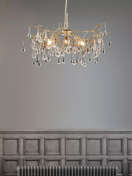 Laura Ashley Willow Crystal Branch Ceiling Light, Satin Champagne - thumbnail 2