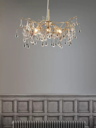 Laura Ashley Willow Crystal Branch Ceiling Light, Satin Champagne - thumbnail 4