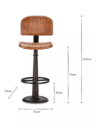 nkuku Narwana Leather Bar Chair, Aged Tan - thumbnail 5