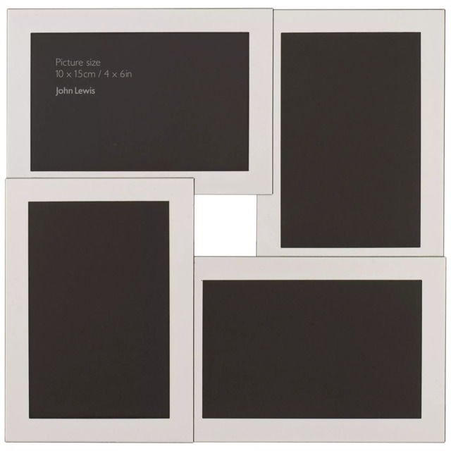John Lewis Wide Border Multi-Aperture Frame, 4 Photo, Silver Plated - image 1