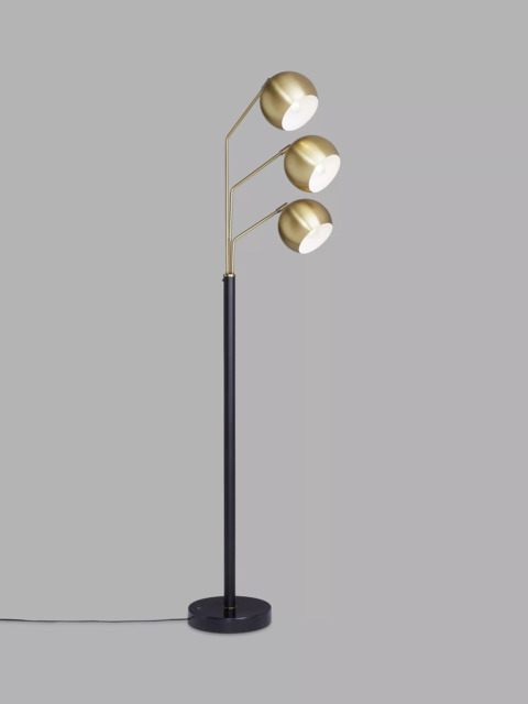 John Lewis Hector 3 Arm Floor Lamp, Antique Brass/Black - image 1