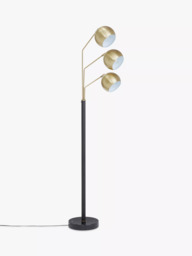 John Lewis Hector 3 Arm Floor Lamp, Antique Brass/Black - thumbnail 3