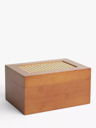 John Lewis Poly Rattan and Bamboo Storage Box, Cherry Wood - thumbnail 1