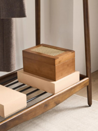 John Lewis Poly Rattan and Bamboo Storage Box, Cherry Wood - thumbnail 2