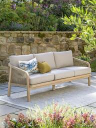 KETTLER Cora 3-Seater Garden Sofa, FSC-Certified (Acacia Wood), Smoke White - thumbnail 2