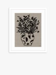 John Lewis Jan Jay 'Iris Floral Vase' Framed Print & Mount, 63.5 x 53.5cm, Black/Brown