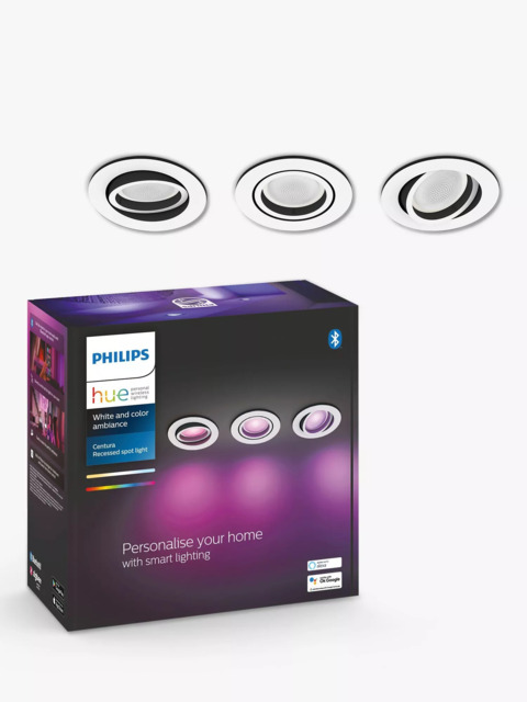 Philips Hue Centura Smart LED Recessed Ceiling Spotlight, Pack of 3, White - image 1