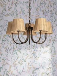 Laura Ashley Hasfield 5 Arm Rattan Pendant Ceiling Light, Antique Bronze - thumbnail 5
