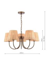 Laura Ashley Hasfield 5 Arm Rattan Pendant Ceiling Light, Antique Bronze - thumbnail 6