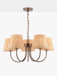 Laura Ashley Hasfield 5 Arm Rattan Pendant Ceiling Light, Antique Bronze