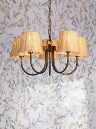 Laura Ashley Hasfield 5 Arm Rattan Pendant Ceiling Light, Antique Bronze - thumbnail 2