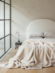 SHLEEP ShleepHalo™ Merino Knit Fleece Weighted Blanket, Sand - thumbnail 5