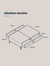 Silentnight Non-Sprung Upholstered 4 Drawer Slimline Divan Base, Double - thumbnail 5