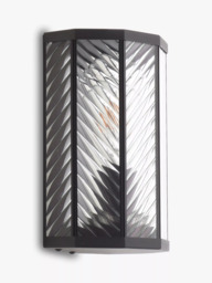 John Lewis Herringbone Glass Outdoor Wall Light, Clear/Black - thumbnail 5